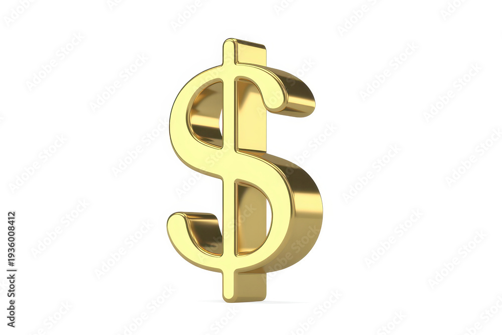 Obraz premium Golden dollar sign on white background money finance