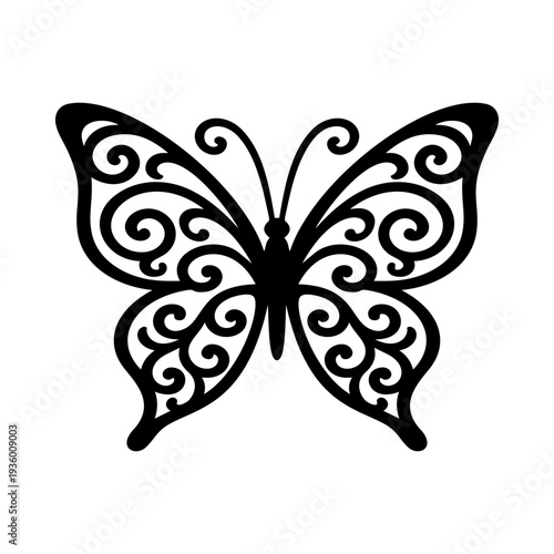 Elegant butterfly cut template suitable for scrapbooking, invitations, decals, and layered papercraft creations.