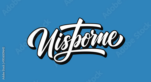 Handwritten "Gisborne" Text Logo on Blue Background, Creative Typography Design