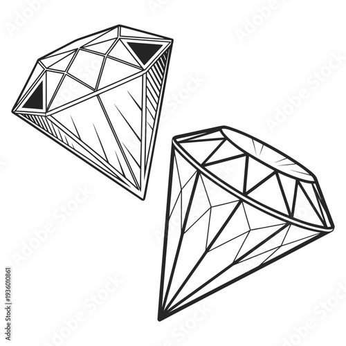 Two Outline Diamonds Illustration