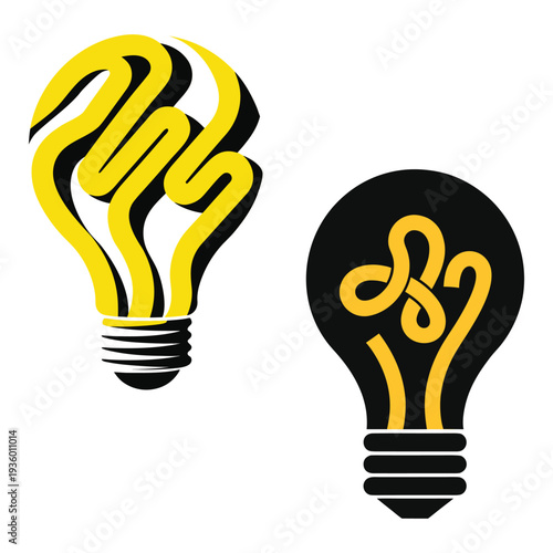 Creative Idea Lightbulbs with Tangled Filaments Illustration