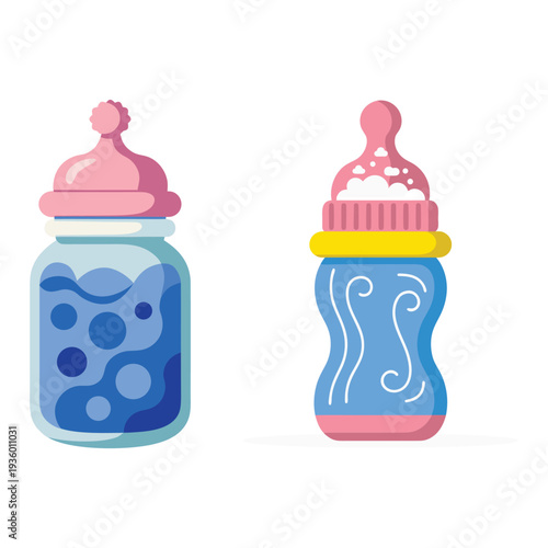 Colorful Illustrated Baby Bottles