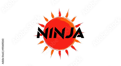 Ninja Sun Logo Icon - Martial Arts, Power, Energy, Strength, Japanese Symbol