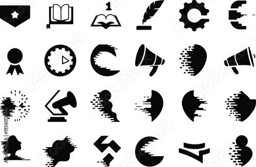 Set of 20 black grunge icons vector