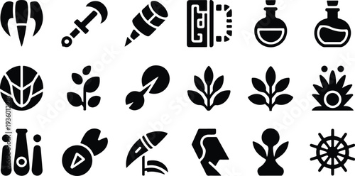 Set of 20 gardening and science icons vector