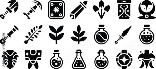 Set of 20 biology science icons vector