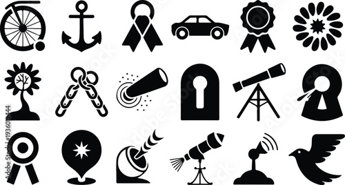 Set of 20 astronomy icons vector