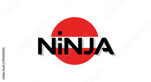 Ninja Logo with Red Circle and Black Text on White Background