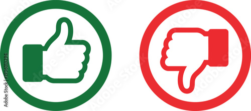 Positive and negative feedback icons with thumbs up and down gestures Vector