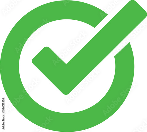 Green checkmark icon within a circular outline symbolizing approval or confirmation Vector