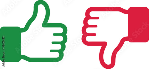 Contrasting thumbs up and thumbs down gestures indicating approval and disapproval Vector