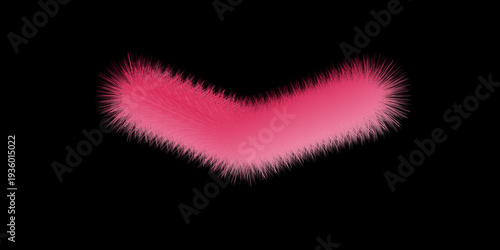 Vibrant pink fuzzy heart shape on black background