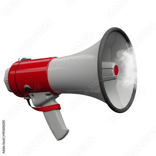 Red and white megaphone isolated on transparent background