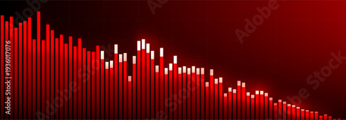 Stock Downturn Trend Red Graph Report. Downward Growth Financial Crisis Chart. Global Finance Collapse. Sanctions Tariffs Consequences, Trade War, Presentation Background Design. Vector Illustration