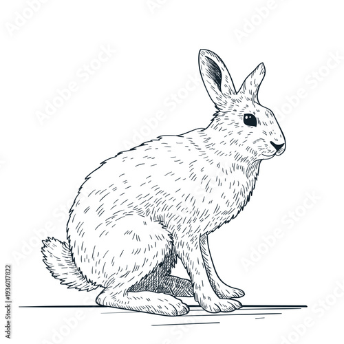 Rabbit or bunny vector hand drawn sketch illustration. Print, poster, Easter cards design element
