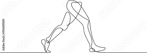 minimalist line drawing of walking legs. continuous line drawing of an active man walking. single line light sport. one line Icon drawing