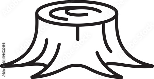Stump doodle sketch. Vector outline illustration. one line Icon drawing