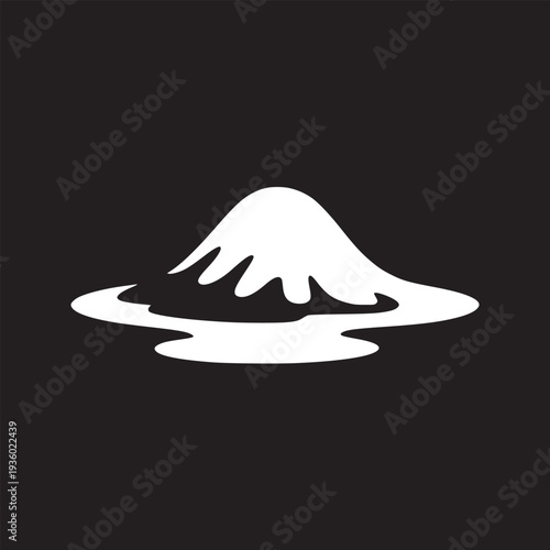 White abstract mountain shape with melting snow or liquid on a stark black background design art