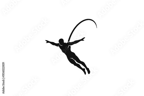 Soaring Silhouette: A dynamic silhouette of a figure gracefully executing a dive, set against a pristine backdrop, embodies freedom and athleticism. 