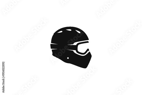 Safety Ride Helmet: A sleek, monochrome depiction of a protective helmet, symbolizing safety and adventure, designed to safeguard those seeking thrills.