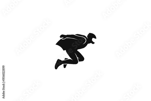 Daredevil Silhouette Soaring Skyward: A dynamic silhouette of a wingsuit flyer, silhouetted against a blank canvas, captures the thrilling essence of skydiving, adventure, and extreme sport.