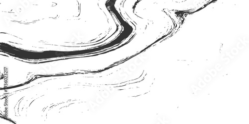 A black and white sketch of a woman’s face and hair merges with an abstract splash of clear blue water ripples and flowing bubbles to create a fresh nature motion