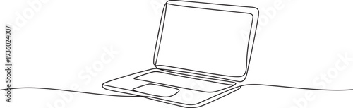 Laptop continuous one line drawing. Gadget sign in simple linear style. one line Icon drawing