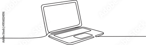 Laptop continuous one line drawing. Gadget sign in simple linear style. one line Icon drawing
