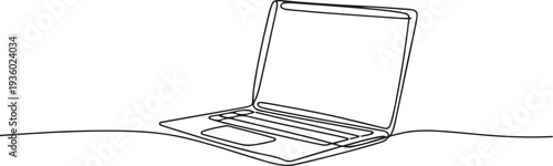 Laptop continuous one line drawing. Gadget sign in simple linear style. one line Icon drawing