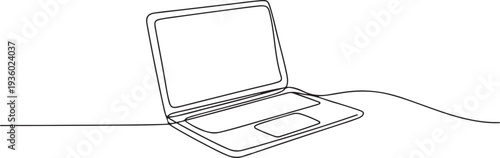 Laptop continuous one line drawing. Gadget sign in simple linear style. one line Icon drawing