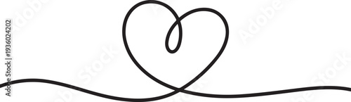 Heart hand drawn. Continuous line art of love symbol. Vector illustration. one line Icon drawing