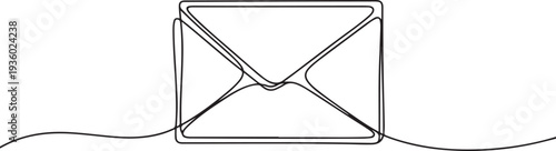 Envelope continuous one line drawing. Message, post, letter concept in simple linear style. Vector illustration. one line Icon drawing