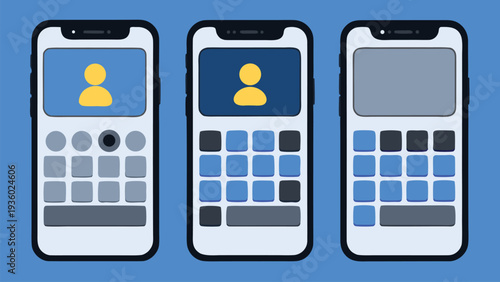 iMessages dual chat interface mockup with bubble conversations keyboard, modern unified messaging layout, messaging experience vector illustration, Mobile Messaging App UI with Smartphone Screens