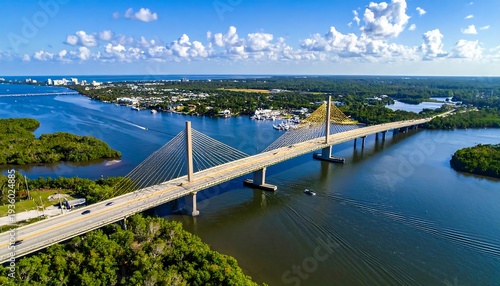 Aerial View of the Cape Coral Bridge in Florida.