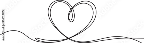 Heart line scribble style decoration element vector illustration. Hand drawn linear love heart design. one line Icon drawing