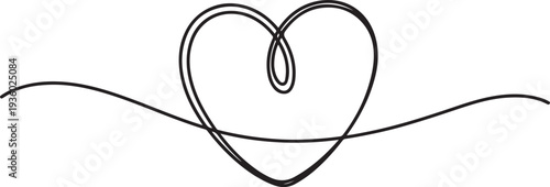 Heart line scribble style decoration element vector illustration. Hand drawn linear love heart design. one line Icon drawing