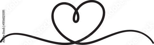 Heart line scribble style decoration element vector illustration. Hand drawn linear love heart design. one line Icon drawing