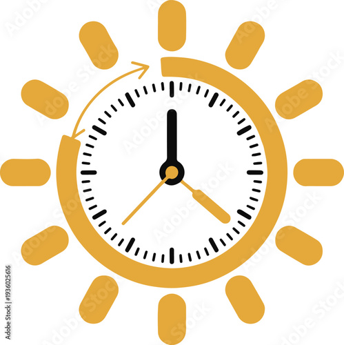 Clock icon set showing daylight time concept for weather schedules