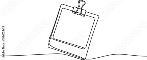 Continuous one line drawing of Photo frame. Single line drawing illustration of Photo frame polaroid. Papper frame with clip concept. one line Icon drawing