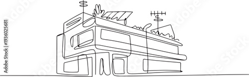 Continuous one line drawing of Building architecture. Single line drawing illustration of Smart building architecture. Real estate concept. one line Icon drawing