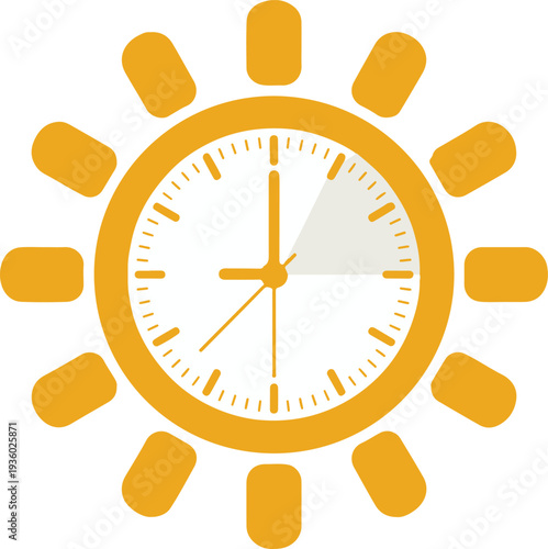 summer time clock daylight saving time sun vector illustration