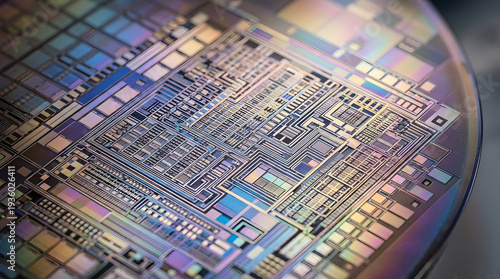 Macro Shot of a Silicon Microchip Wafer