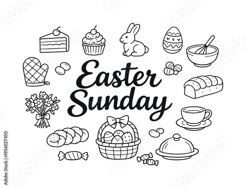 Easter Sunday celebration with festive treats and decorations