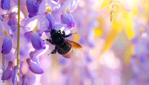 Bumblebee on Wisteria - A Close-Up of Natures Beauty.