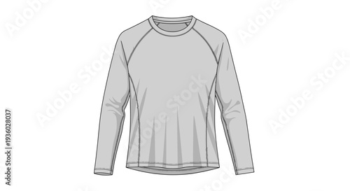 A plain light grey long-sleeve raglan t-shirt is displayed flat on a white surface, highlighting its simple design.