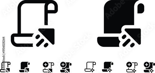 Modern Document AI Processing Icons. Sparkle and Plus Symbols, Business Innovation. Editable Vector Graphic for Technology, Digital Solutions and Future Growth and Development