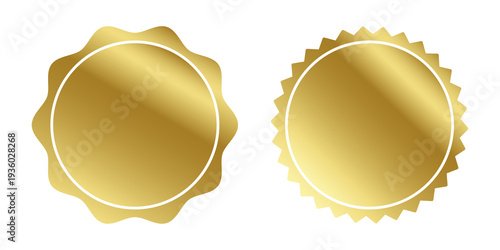 Blank Gold Premium Award Label Emblem with Glossy Metallic Finish Isolated on Transparent Background