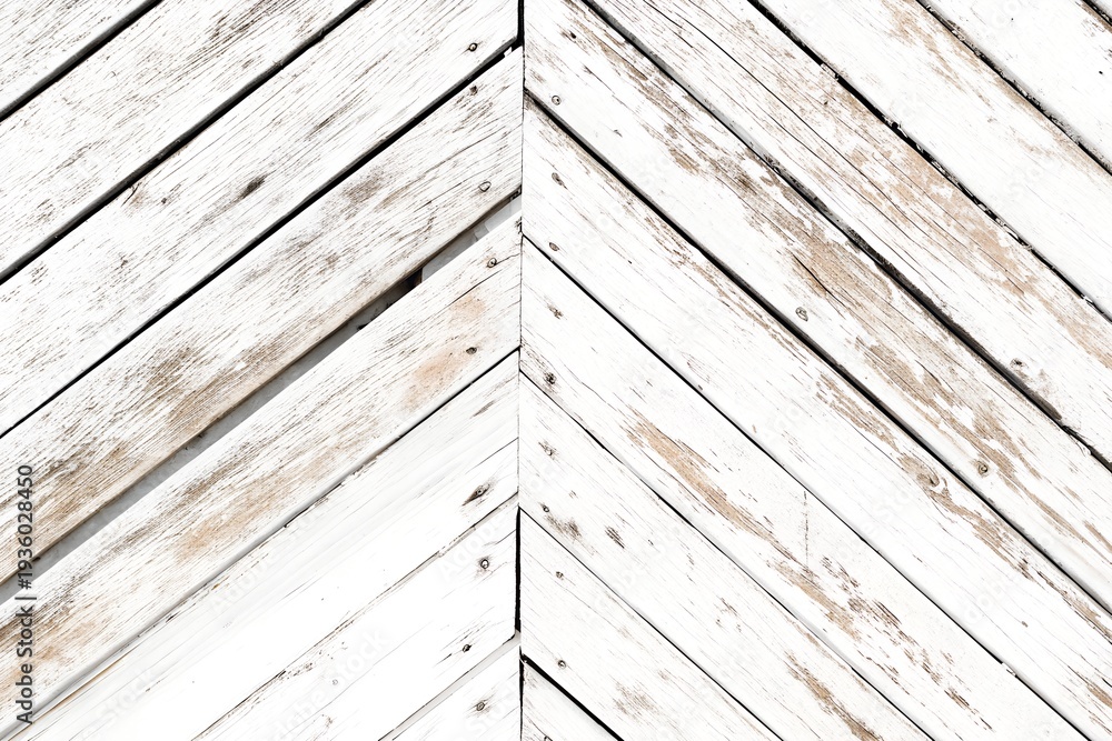 Obraz premium White painted weathered wooden panel texture with chevron pattern background