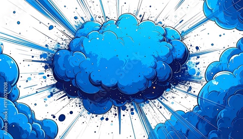 Dynamic Blue Cloud Explosion - A Burst of Energy and Creativity.