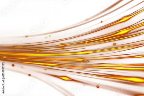 Abstract golden curved lines on transparent background creating dynamic motion effect